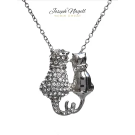 Cicaszerelem nyaklánc kristály színű  Swarovski kristállyal díszített