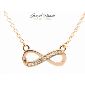 Végtelen nyaklánc rosegold, kristály színű kristállyal