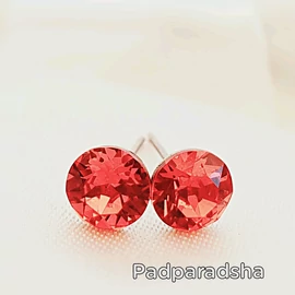Pötty fülbevaló 6mm korall színű Swarovski kristállyal díszített