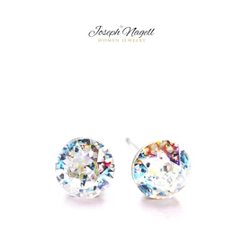 Pötty fülbevaló 6mm szivárványpatina színű Swarovski kristállyal díszített
