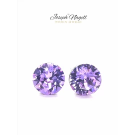 Pötty fülbevaló 6mm lila Swarovski kristállyal díszített