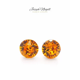 Pötty fülbevaló 6mm narancs színű Swarovski kristállyal díszített