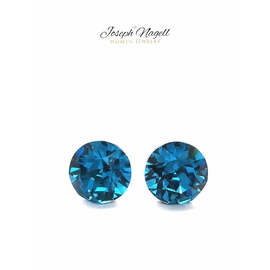 Pötty fülbevaló 6mm tengerkék Swarovski kristállyal díszített