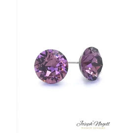 Pötty fülbevaló 10mm lila Swarovski kristállyal díszített