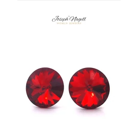 Rivoli fülbevaló 12mm rubin színű Swarovski kristállyal díszített