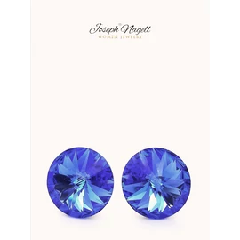 Rivoli fülbevaló 12mm zafírkék  Swarovski kristállyal díszített