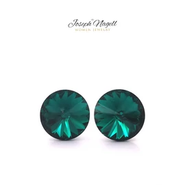 Rivoli fülbevaló 12mm smaragdzöld Swarovski kristállyal díszített