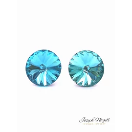 Rivoli fülbevaló 12mm türkizkék Swarovski kristállyal díszített