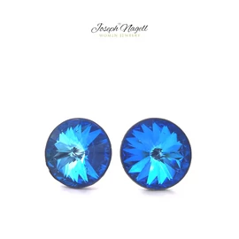 Rivoli fülbevaló 12mm tengerkék Swarovski kristállyal díszített