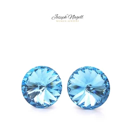 Rivoli fülbevaló 12mm világoskék Swarovski kristállyal díszített
