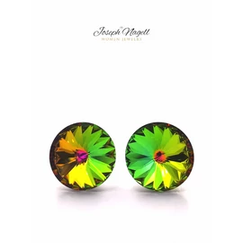 Rivoli fülbevaló 12mm zöldszínjátszó Swarovski kristállyal díszített