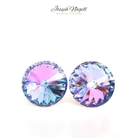 Rivoli fülbevaló 12mm lilaszínjátszó Swarovski kristállyal díszített