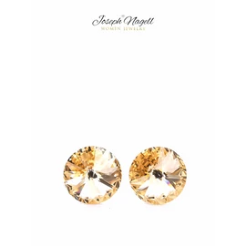Rivoli fülbevaló 8mm halványbarack színű Swarovski kristállyal díszített