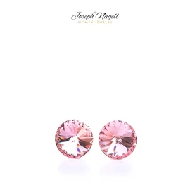 Rivoli fülbevaló 8mm halványrózsaszín Swarovski kristállyal díszített