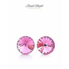 Rivoli fülbevaló 8mm rózsaszín Swarovski kristállyal díszített