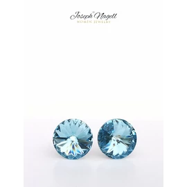 Rivoli fülbevaló 8mm világoskék Swarovski kristállyal díszített