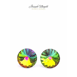 Rivoli fülbevaló 8mm zöldszínjátszó Swarovski kristállyal díszített