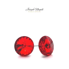 Rivoli fülbevaló 12mm piros Swarovski kristállyal díszített