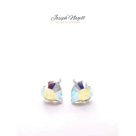 Szív fülbevaló 6mm sarkifény színű Swarovski kristállal díszített