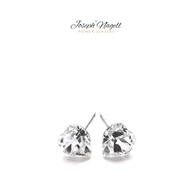 Szív fülbevaló 6mm kristály színű Swarovski kristállal díszített
