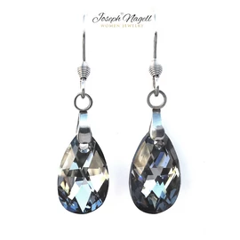 Drop fülbevaló grafit színű kristállyal 
