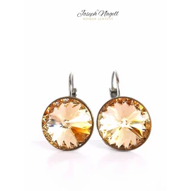 Kapcsos fülbevaló 12mm halványbarack színű  Swarovski kristállyal díszített