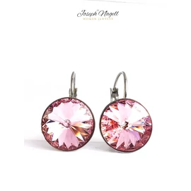 Kapcsos fülbevaló 12mm halványrózsaszín   Swarovski kristállyal díszített
