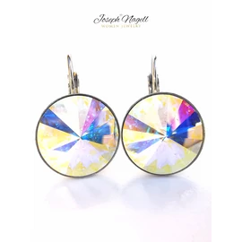 Kapcsos fülbevaló 14mm sarkifény színű  Swarovski kristállyal díszített