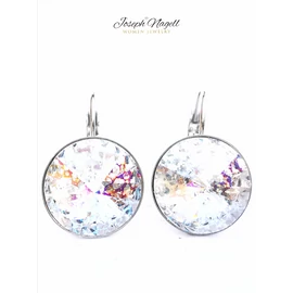 Kapcsos fülbevaló 14mm szivárványpatina színű  Swarovski kristállyal díszített