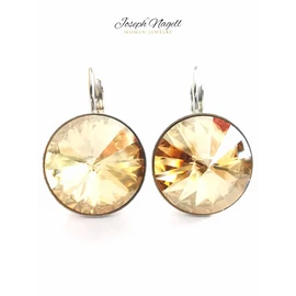 Kapcsos fülbevaló 14mm arany színű  Swarovski kristállyal díszített