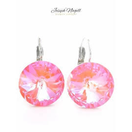 Kapcsos fülbevaló 14mm  narancspink  Swarovski kristállyal díszített
