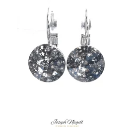 Kapcsos fülbevaló 8 mm feketepatina színű  Swarovski kristállyal díszített