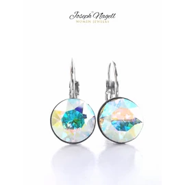 Kapcsos fülbevaló chaton 8mm  sarkifény színű  Swarovski kristállyal díszített