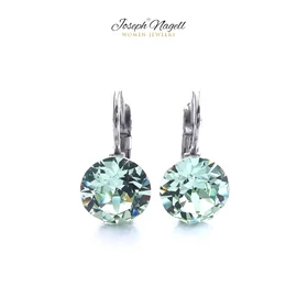 Kapcsos fülbevaló chaton 8mm  halványzöld  Swarovski kristállyal díszített