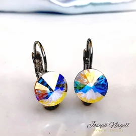 Kapcsos fülbevaló 8mm sarkifény színű  Swarovski kristállyal díszített