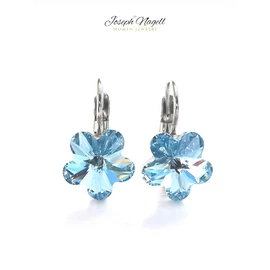 Virág kapcsos fülbevaló világoskék  Swarovski kristállyal díszített