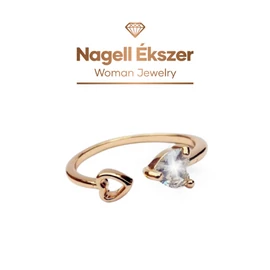 Gyűrű gyémánt szív 6 mm kristály színű kristállyal