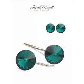 Gyűrű szett rivoli 8mm smaragdzöld Swarovski kristállyal díszített