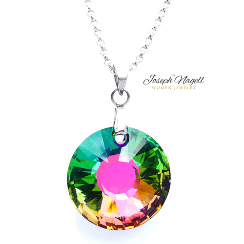 Írisz nyaklánc zöld színjátszó Swarovski kristállyal