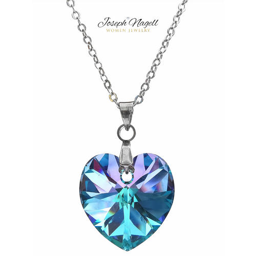 Szív nyaklánc 18mm lila színjátszó Swarovski kristállyal