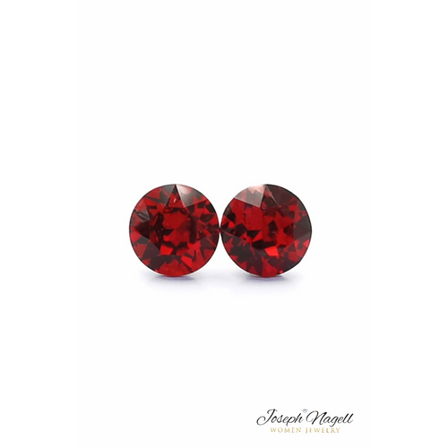 Pötty fülbevaló 10mm rubin színű Swarovski kristállyal