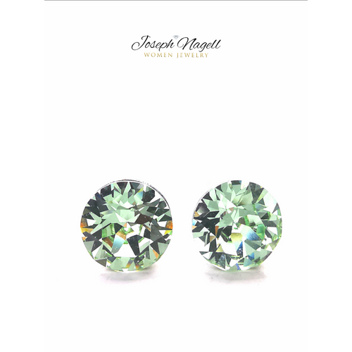 Pötty fülbevaló 6mm halványzöld Swarovski kristállyal