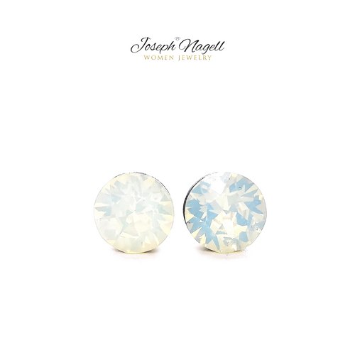 Pötty fülbevaló 6mm opálfehér Swarovski kristállyal