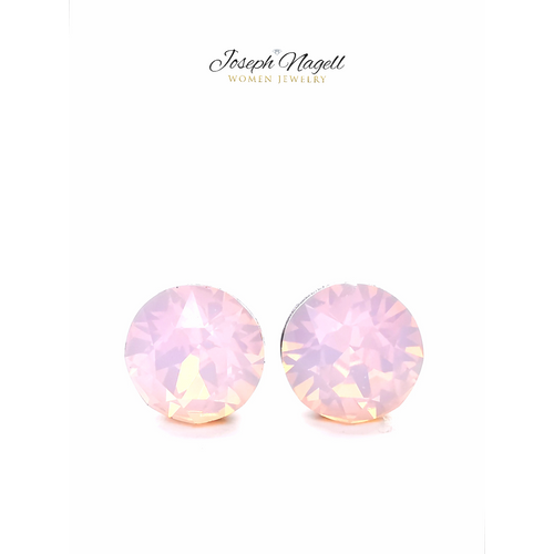 Pötty fülbevaló 6mm opál rózsaszín Swarovski kristállyal