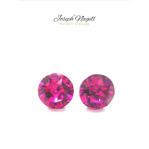 Pötty fülbevaló 6mm pink Swarovski kristállyal