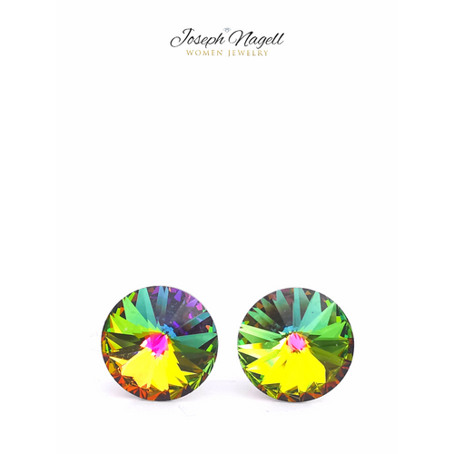 Rivoli fülbevaló 8mm zöldszínjátszó Swarovski kristállyal