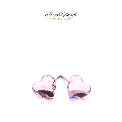 Cukiszív fülbevaló 6mm halványrózsaszín Swarovski kristállyal