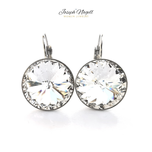 Kapcsos fülbevaló 14mm kristály színű Swarovski kristállyal