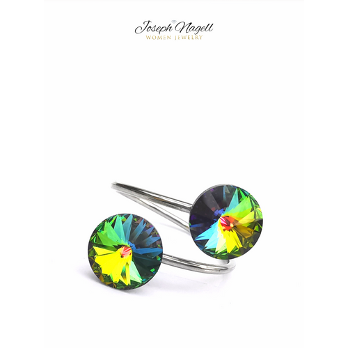 Gyűrű rivoli zöldszínjátszó Swarovski kristállyal