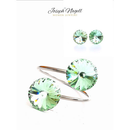Gyűrű szett rivoli 8mm halányzöld Swarovski kristállyal
